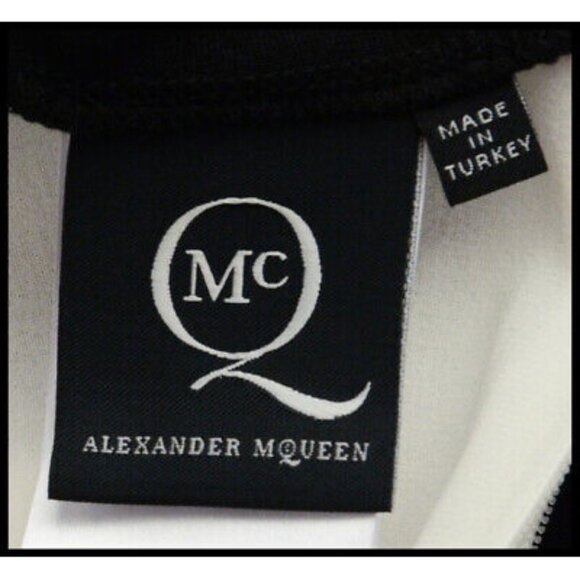 McQ ALEXANDER MCQUEEN DRESS BODYCON CREPE DE CHINE JERSEY BLACK WHITE sz 40 4 - Picture 7 of 8